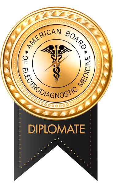 American Board of Electrodiagnostic Medicine Diplomat logo. 